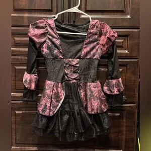 Girls costume Pink Black Gothic Dress SMALL pit to pit 13in length 22in
